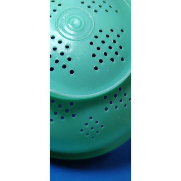 Tupperware #339-3 Green Footed Colander Strainer Star Pattern Vintage USA - Picture 8 of 9